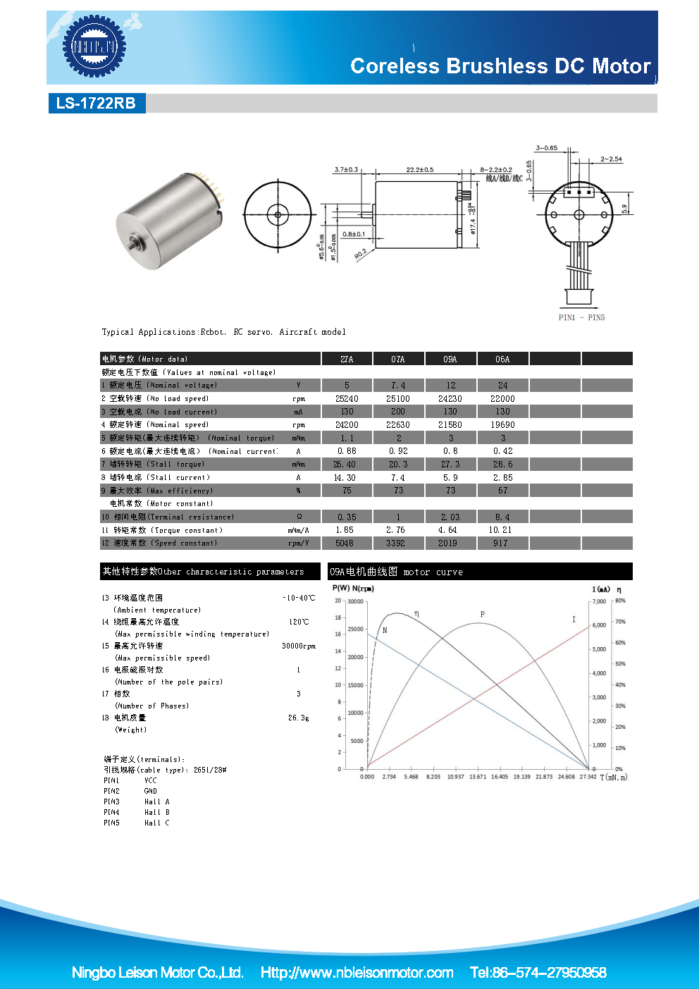 LS-1722RB Corless Brushless DC Motor照片