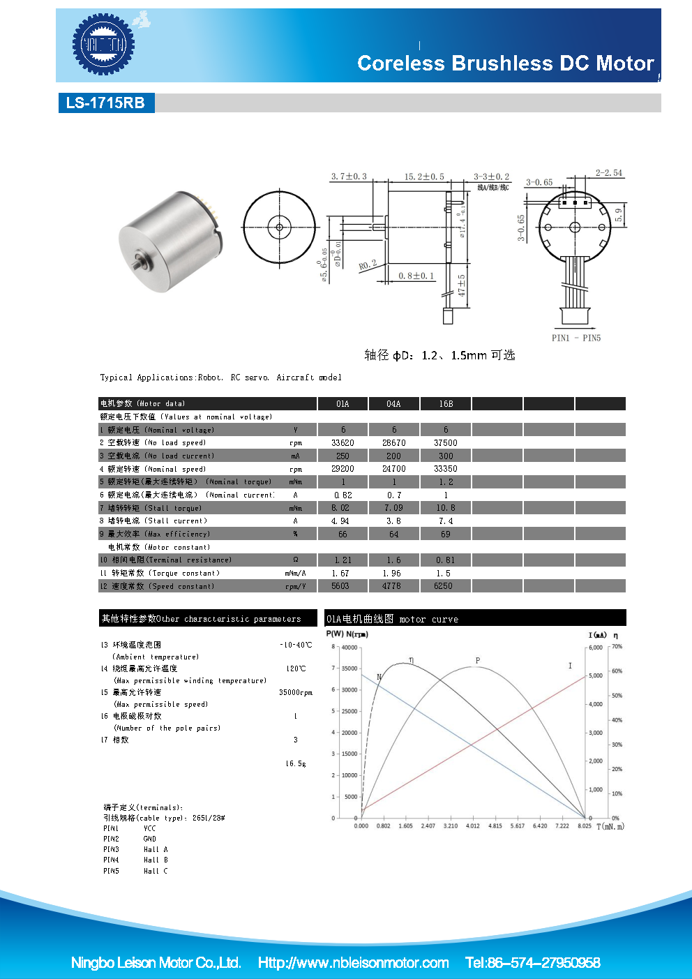 LS-1715RB Corless Brushless DC Motor照片