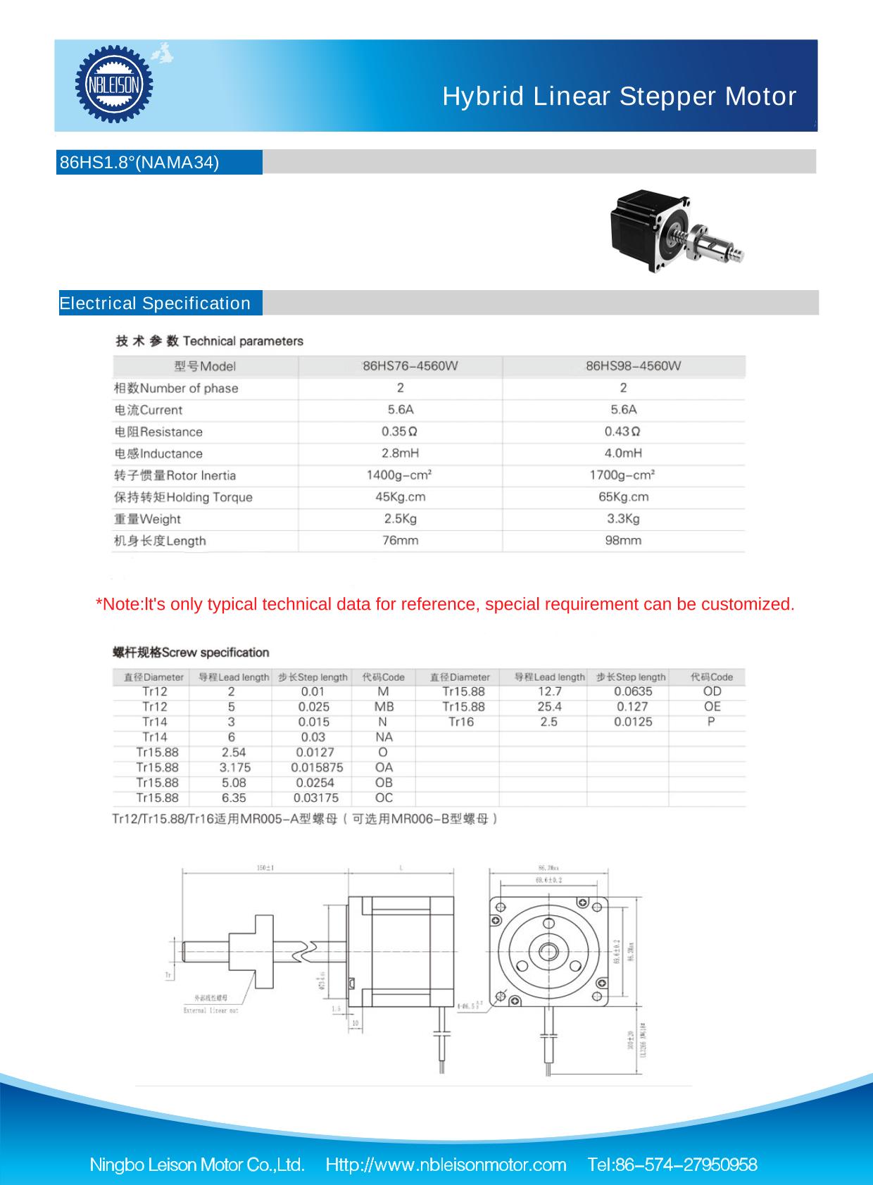 Nema34 Linear Stepper Motor - Buy Product on NINGBO LEISON MOTOR CO.,LTD