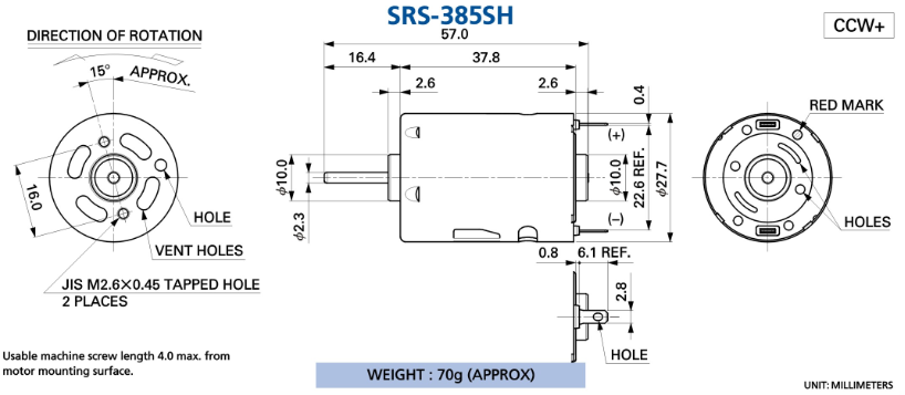 Motor DC RS- 385 alta velocidad 12 V 0.96 W - aelectronics