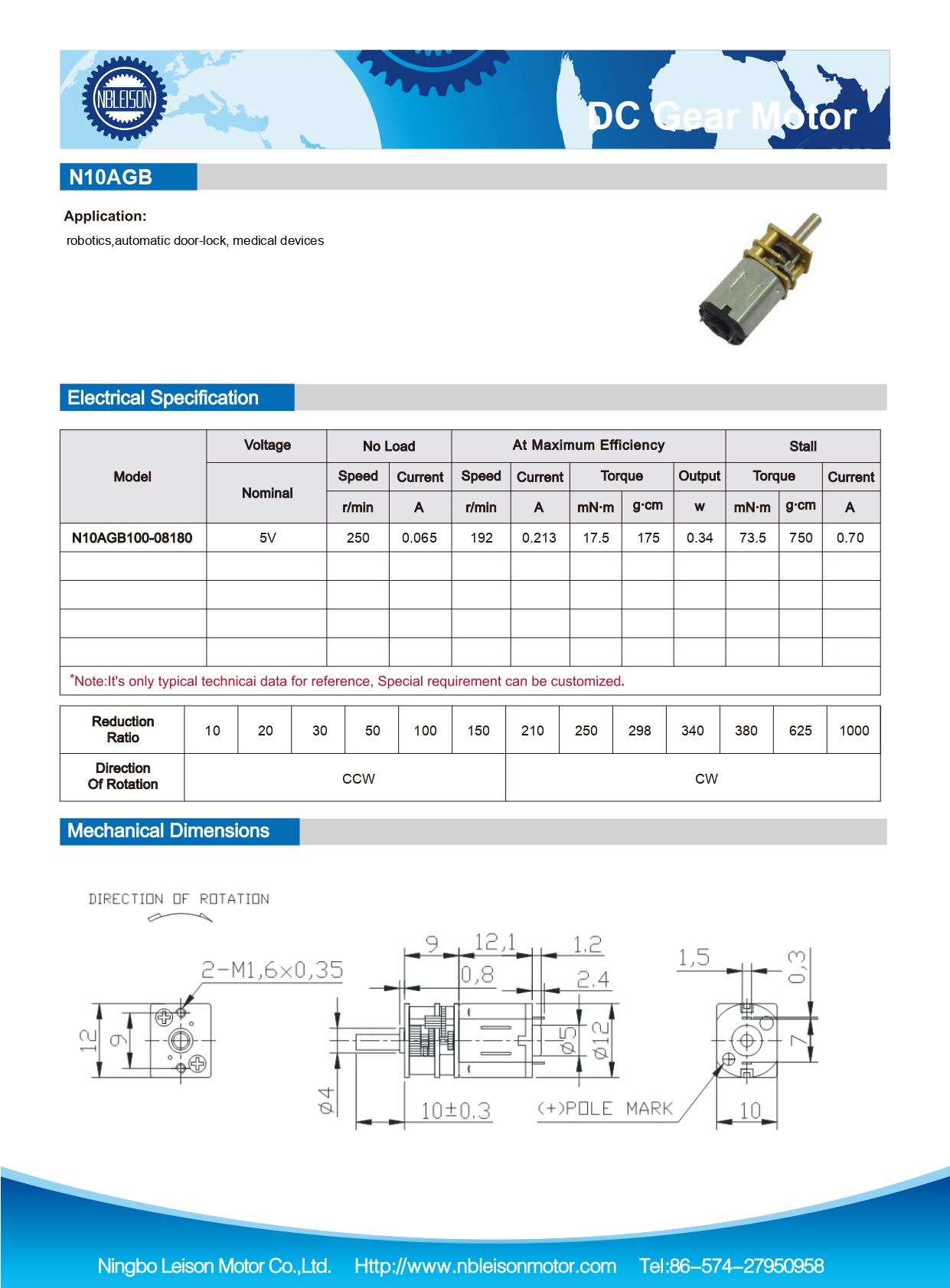 N10 12mm Dc Gear Motor,Gear Motor,Mini Dc Motor-NINGBO LEISON MOTOR CO LTD